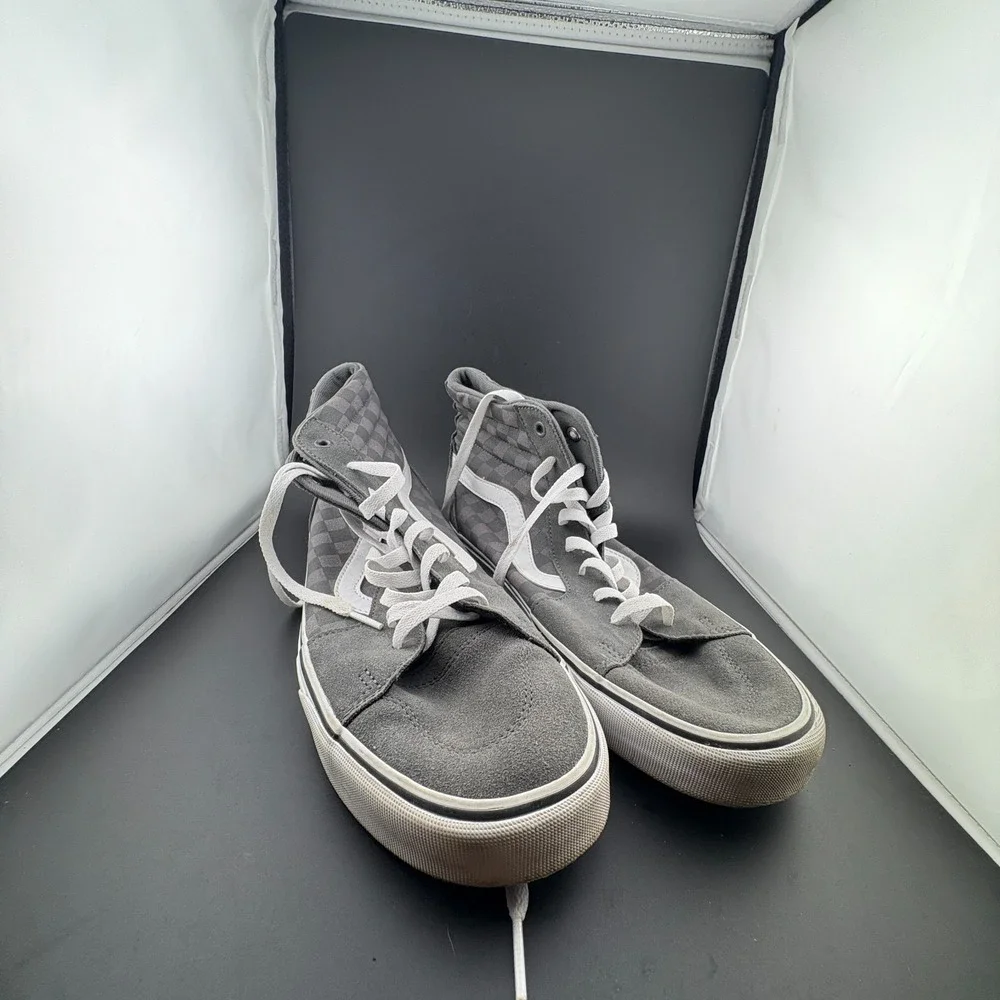 Vans Filmore Hightop Mens US 12 Skateboard Shoes Gray Checkerboard Suede Sneaker
